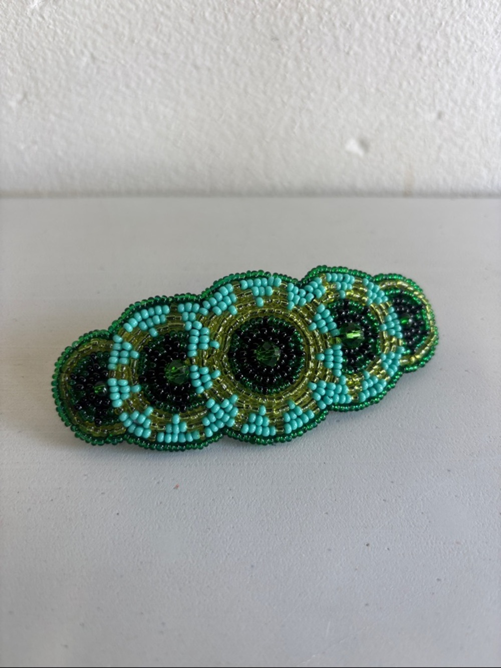 Handmade 5 circle Beaded barrette